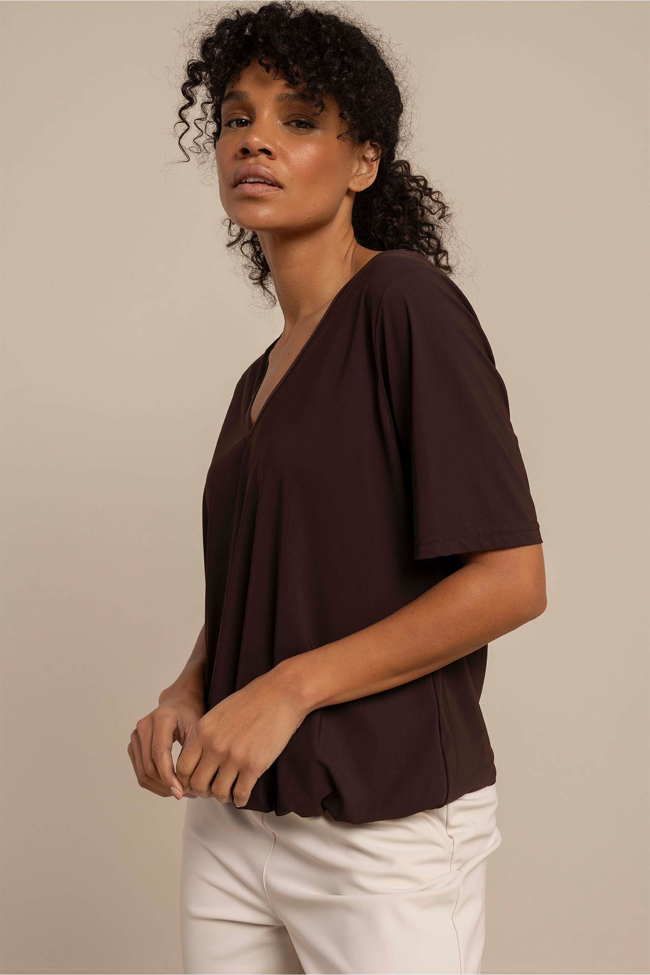 Studio Anneloes Vicky Shirt Espresso, damesshirt in espressokleur